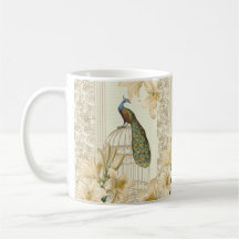 Hoch entwickelter Vintager Pfau u. Käfig-Lilie Tassen
