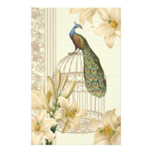 Hoch entwickeltes Vintages Pfau-Käfig-Lilien-Brief Individuelle Druckpapiere
