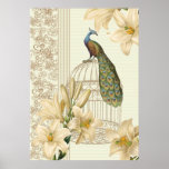 Hoch entwickeltes Vintages Pfau-u. Käfig-Lilien-Pl