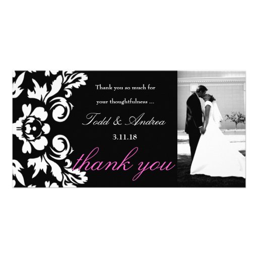 Hochzeit des Damast-311-White danken Ihnen Foto-Ka Photogrußkarten