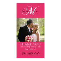 Hochzeit des Monogramm-M danken Ihnen die pinkfarb Photokartenvorlage