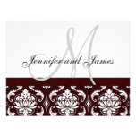 Hochzeit UAWG Karten-Brown-Damast-Monogramm u. Nam Ankündigungen