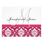 Hochzeit UAWG Karten-heißes Rosa-Damast-Monogramm  Einladungen