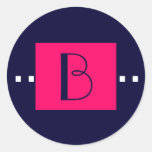Hochzeits-Aufkleber des Marine-rosa Monogramm-B