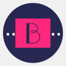 Hochzeits-Aufkleber des Marine-rosa Monogramm-B