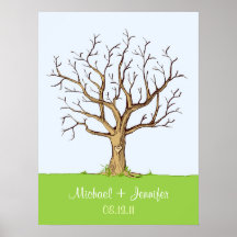 Hochzeits-Fingerabdruck-BaumGuestbook Plakatdruck