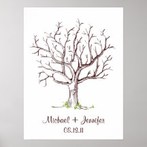 Hochzeits-Fingerabdruck-BaumGuestbook Plakate
