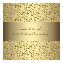 Hochzeits-Jahrestags-Party des GoldWirbels-Gold50. Personalisierte Ankündigungskarten