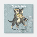 Hochzeits-Katzen-Save the Date Magneten - Aqua