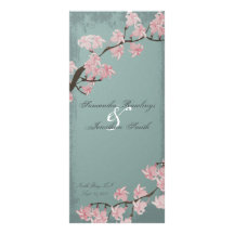 Hochzeits-Programm-elegante aquamarine rosa Kirsch Bedruckte Werbekarte