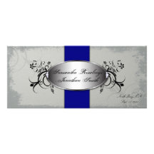 Hochzeits-Programm-elegante graue Marine-Vintages  Personalisierte Werbekarte