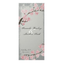 Hochzeits-Programm-elegante graue rosa Kirschblüte Werbekarte