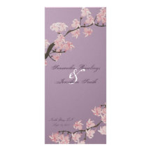 Hochzeits-Programm-elegante lila rosa Kirschblüte Bedruckte Werbekarte