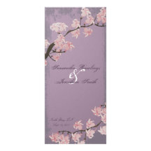 Hochzeits-Programm-elegante lila rosa Kirschblüte Werbekarte