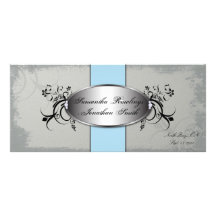 Hochzeits-Programm-elegantes graues blaues Vintage Kartendruck