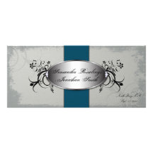 Hochzeits-Programm-elegantes graues blaues Vintage Individuelle Werbe Karte