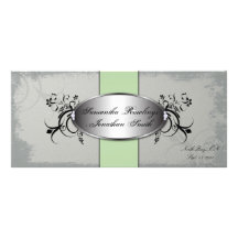 Hochzeits-Programm-elegantes graues grünes Vintage Personalisierte Werbekarte