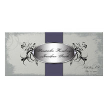 Hochzeits-Programm-elegantes graues lila Vintages  Werbekarte