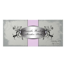 Hochzeits-Programm-elegantes graues lila Vintages  Vollfarbige Werbekarte