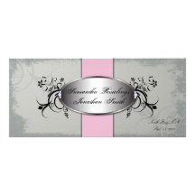 Hochzeits-Programm-elegantes graues rosa Vintages  Werbekarten