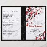 Hochzeits-Programm-japanische Blumen rot Vollfarbige Flyer