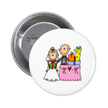 Hochzeits-Strichmännchen-Paar-Knopf Buttons