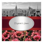 Hohe Linie Blumen NYC Skyline BW 1A 1 Hochzeit Personalisierte Einladungen