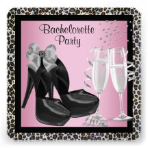 Hoher Heels-rosa Leopard Bachelorette Champagne Ankündigung