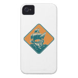 Hohes Segelschiff-Retro Holzschnitt iPhone 4 Case-Mate Hüllen