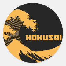 Hokusai - die große Welle Runder Sticker