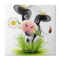 Holstein-Kuh im Gras Keramikkacheln