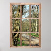 Hölzerne Ansicht von einem Fenster Posterdruck