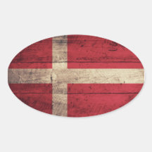 Hölzerne Dänemark-Flagge Ovale Aufkleber