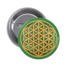 Hölzernes Schnitzen der Blume des Lebens Button