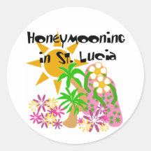 Honeymooning in St Lucia Runde Sticker