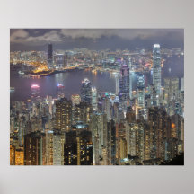 Hong Kong-Skyline am Nachtplakat