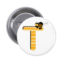 Honig-Bienen-Initiale T Buttons