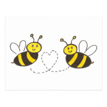 Honig-Bienen mit Herzen Postkarte