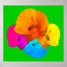 Honigbienen-Mohnblumen-Kunst-Plakat