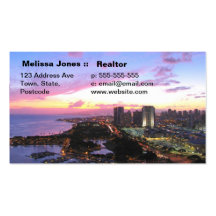 Honolulu-Stadtbild Hawaii-Sonnenuntergang Visitenkarten Vorlagen