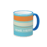 Horizontale Streifen blau/orange w/Name Tassen