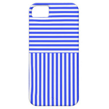 Horizontaler blauer und weißer Streifen-Muster-Kas Etui Fürs iPhone 5