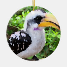 hornbill painting bird sideways christmas ornament