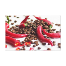Hot Chili with Coffee Beans Canavas Galerie Gefaltete Leinwand