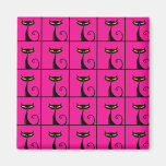 Hot Pink and Black Kitty Cats Collage Fridge Magnet