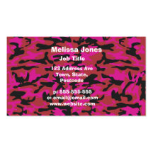 Hot pink camo pattern business card templates