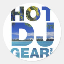 HOTDJGEAR Strand - Sommer-Musik DJ Djing Runder Aufkleber