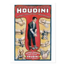 Houdini ~ Vintager Handschellen-Entweichen-Künstle Postkarte
