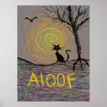 hslloween schwarze Katze Posterdrucke