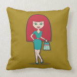Hübsche Dame mit Handtasche Kissen